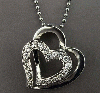 silver pendants with double heart shaped 